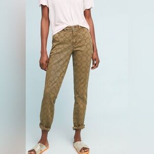 Anthropologie Relaxed Circle-Embroidered Chino Pants